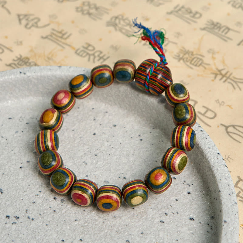 Buddha Stones Kleurrijke regenboog eucalyptus pompoen positieve Armband - image 5