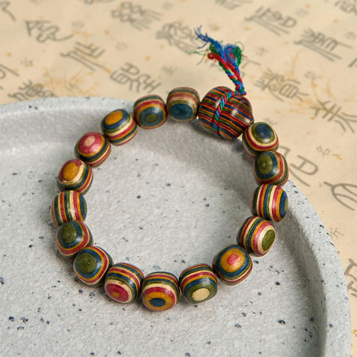 Buddha Stones Kleurrijke regenboog eucalyptus pompoen positieve Armband - image 5