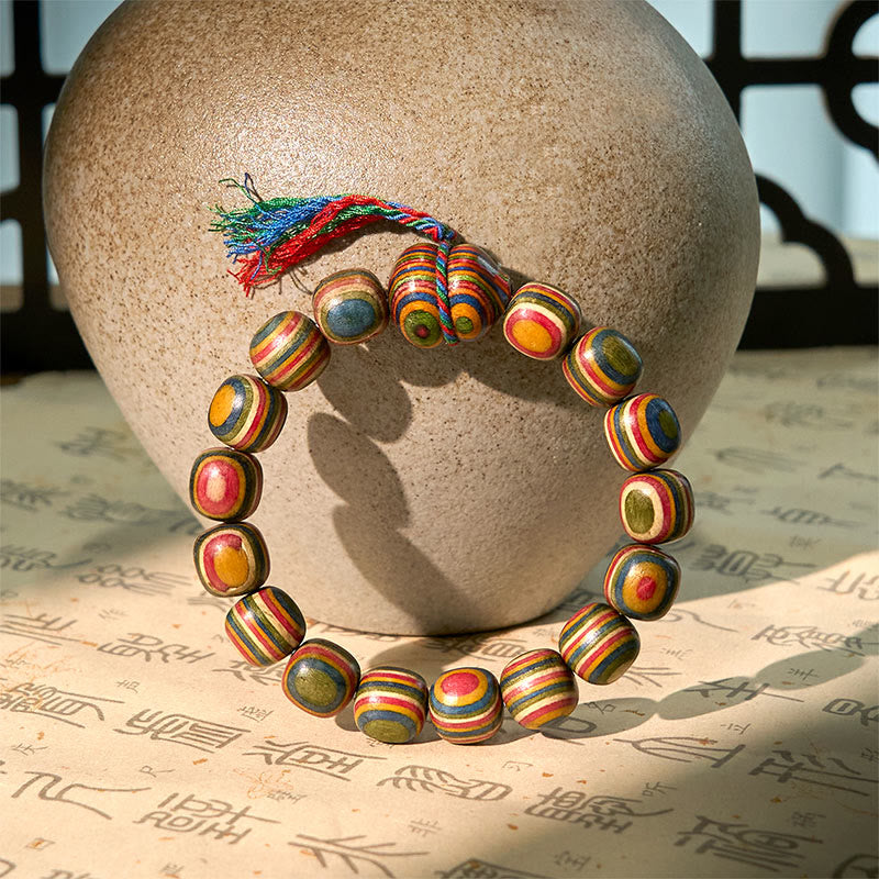 Buddha Stones Kleurrijke regenboog eucalyptus pompoen positieve Armband - image 2