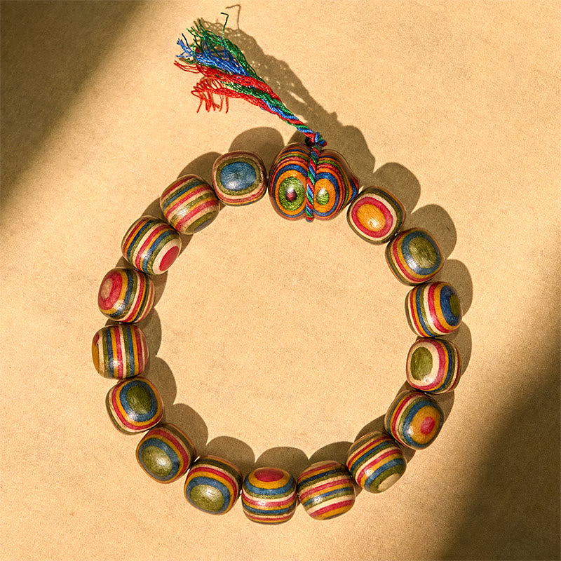 Buddha Stones Kleurrijke regenboog eucalyptus pompoen positieve Armband - image 1