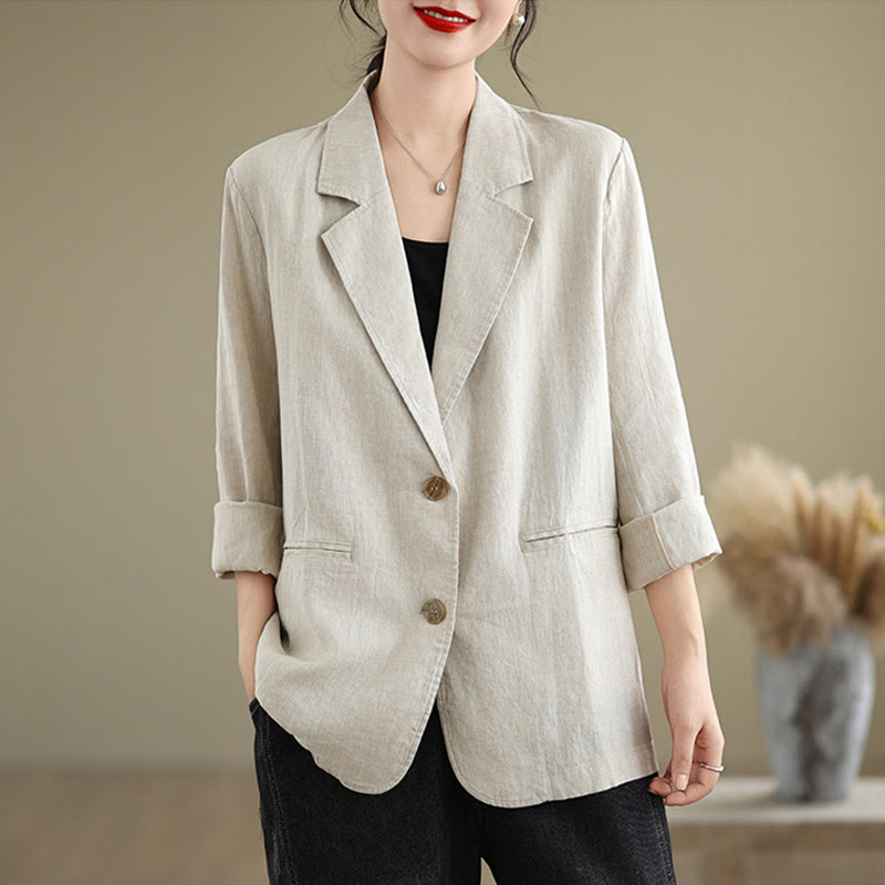 Buddha Stones Lentejas met Lange mouw, effen kleur en Zakken voor dames - Beige - US8-10，UK/AU12-14，EU40-42 (2XL) - image 0