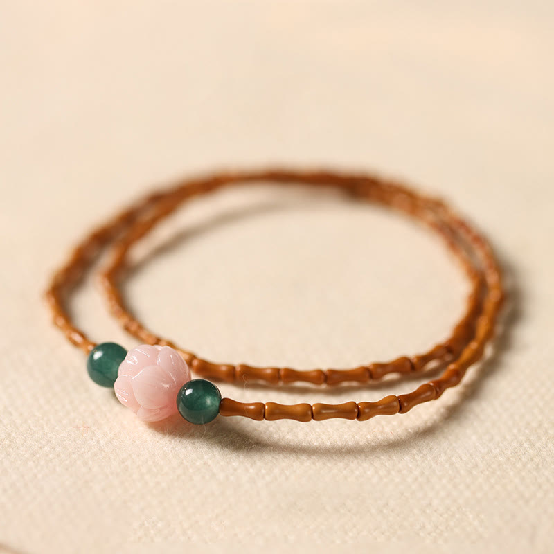 Buddha Stones Ultrafijne olijfpit lotus binnenste kracht dubbele cirkel Armband - Olijfpit (Polsomtrek: 14-15 cm) - image 0