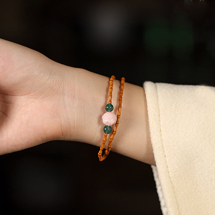 Buddha Stones Ultrafijne olijfpit lotus binnenste kracht dubbele cirkel Armband - image 7