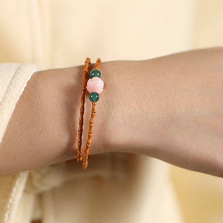 Buddha Stones Ultrafijne olijfpit lotus binnenste kracht dubbele cirkel Armband - image 4