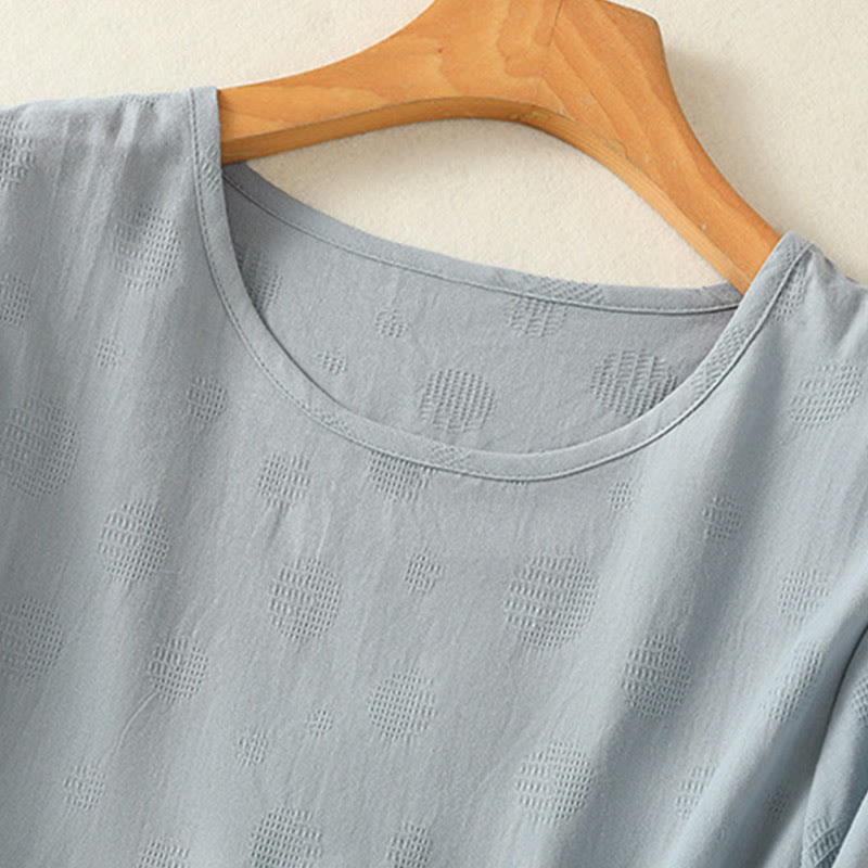 Buddha Stones 2-delige effen damesblouse met Korte mouw, harembroek en meditatiekleding set - image 3