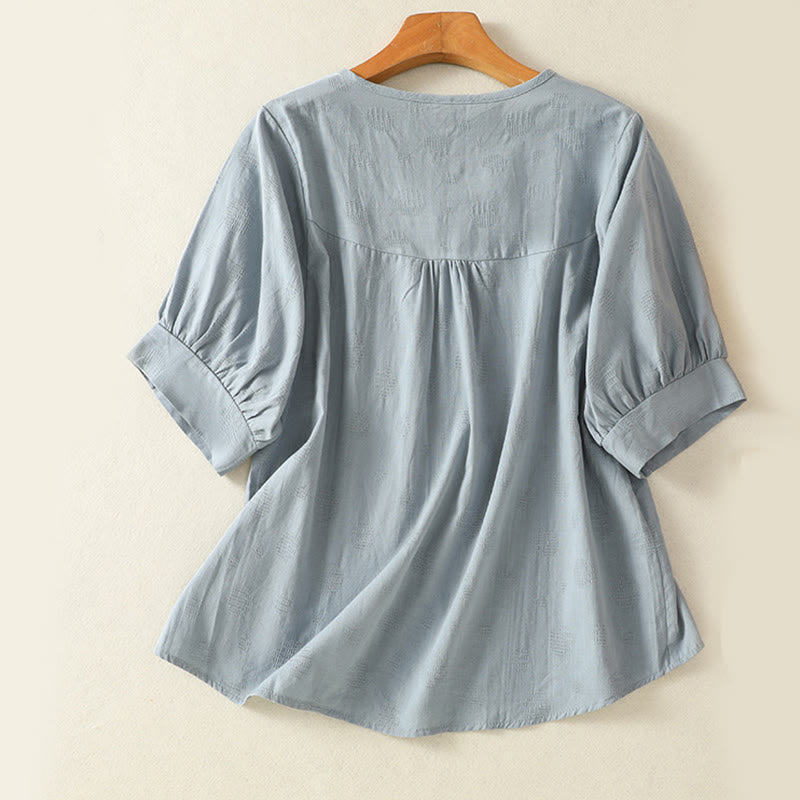 Buddha Stones 2-delige effen damesblouse met Korte mouw, harembroek en meditatiekleding set - image 2