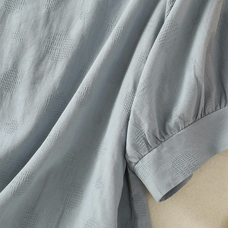 Buddha Stones 2-delige effen damesblouse met Korte mouw, harembroek en meditatiekleding set - image 8