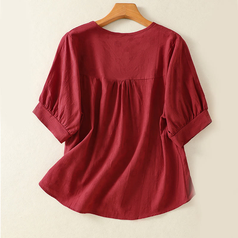 Buddha Stones 2-delige effen damesblouse met Korte mouw, harembroek en meditatiekleding set - image 25