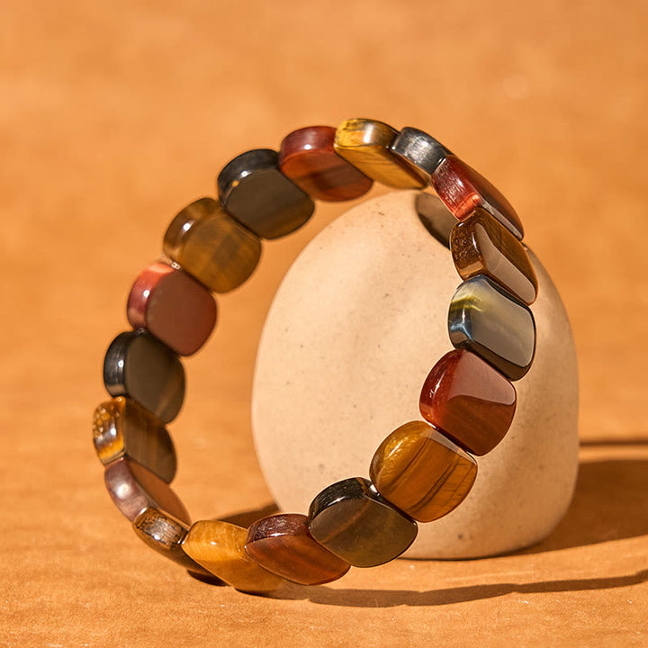 Buddha Stones Armband met ovale kralen van natuurlijk tijgeroog. - image 2