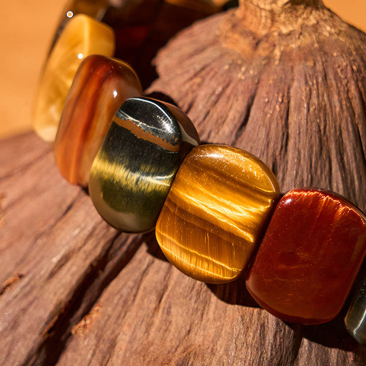 Buddha Stones Armband met ovale kralen van natuurlijk tijgeroog. - image 3