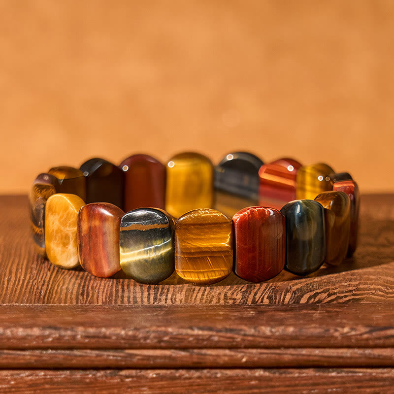 Buddha Stones Armband met ovale kralen van natuurlijk tijgeroog. - image 1