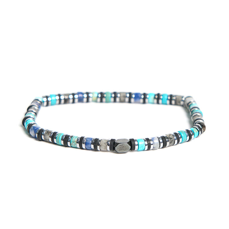 Buddha Stones Diverse stenen, hematiet, turkoois, keizersteen, krachtige ondersteunende Armband - Hematiet turkoois (Polsomtrek 15-17 cm) - image 0