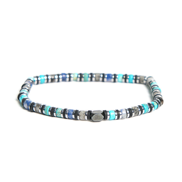 Buddha Stones Diverse stenen, hematiet, turkoois, keizersteen, krachtige ondersteunende Armband - Hematiet turkoois (Polsomtrek 15-17 cm) - image 0