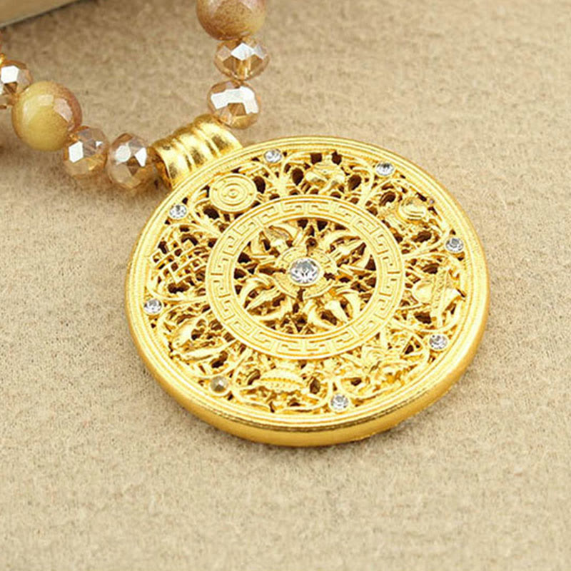 Buddha Stones Ronde Tibetaanse lotus hanger met gouden tijgeroog Ketting - image 13