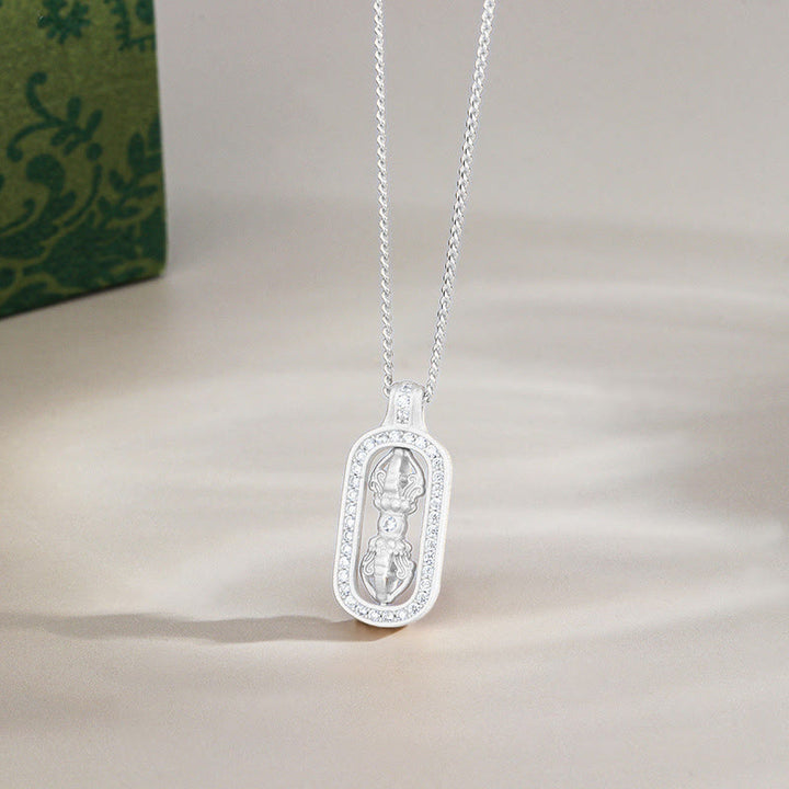 Buddha Stones Mini PiXiu Dorje Vajra Wealth Ketting van 925 sterling zilver - Zilver - Vajra - image 12