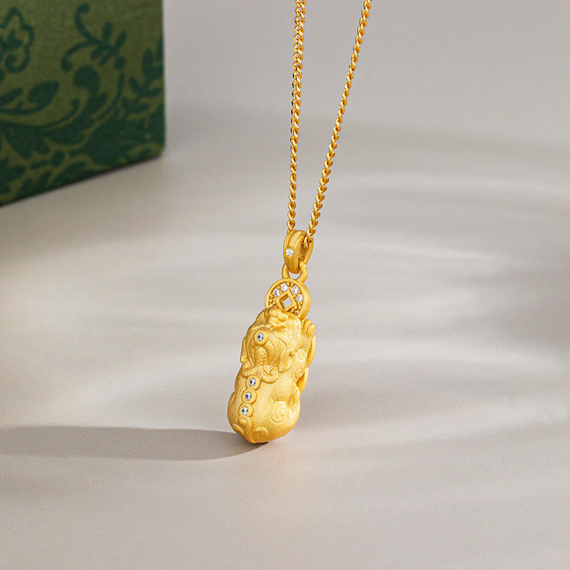 Buddha Stones Mini PiXiu Dorje Vajra Wealth Ketting van 925 sterling zilver - Gouden - PiXiu - image 6