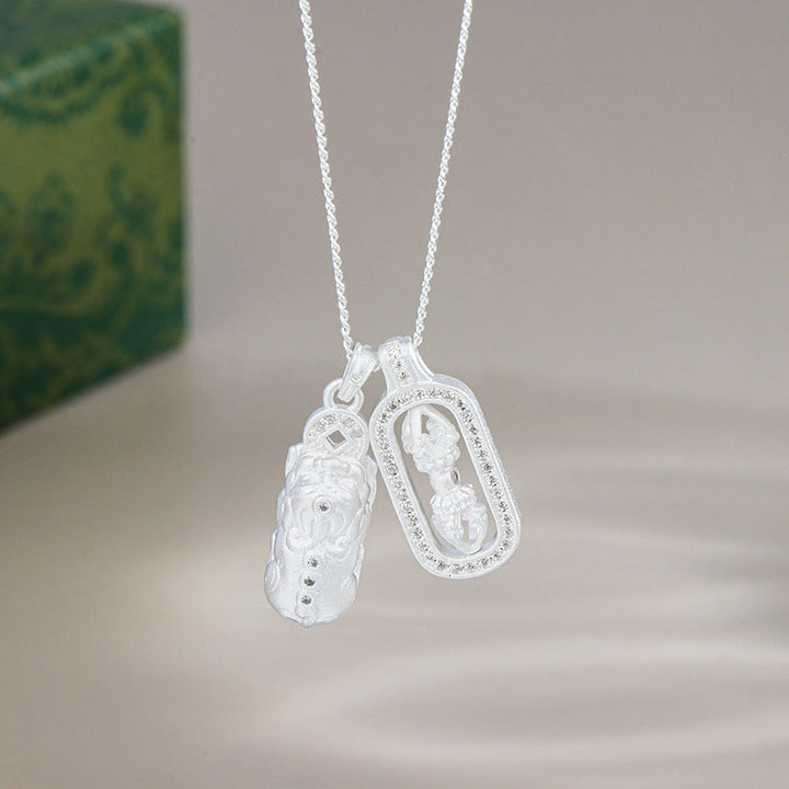 Buddha Stones Mini PiXiu Dorje Vajra Wealth Ketting van 925 sterling zilver - Zilver - PiXiu Dorje Vajra - image 8
