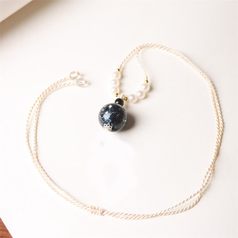 Buddha Stones Ebbenhouten Aurora lak kralen Ketting met parels - Donkerblauw (willekeurig blauw) - image 6