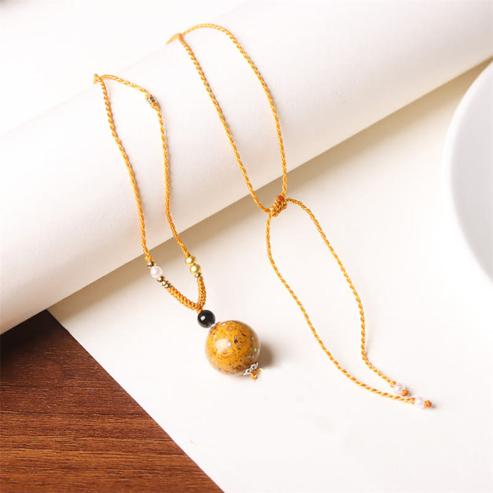 Buddha Stones Ebbenhouten Aurora lak kralen Ketting met parels - Goud (willekeurig goud) - image 15