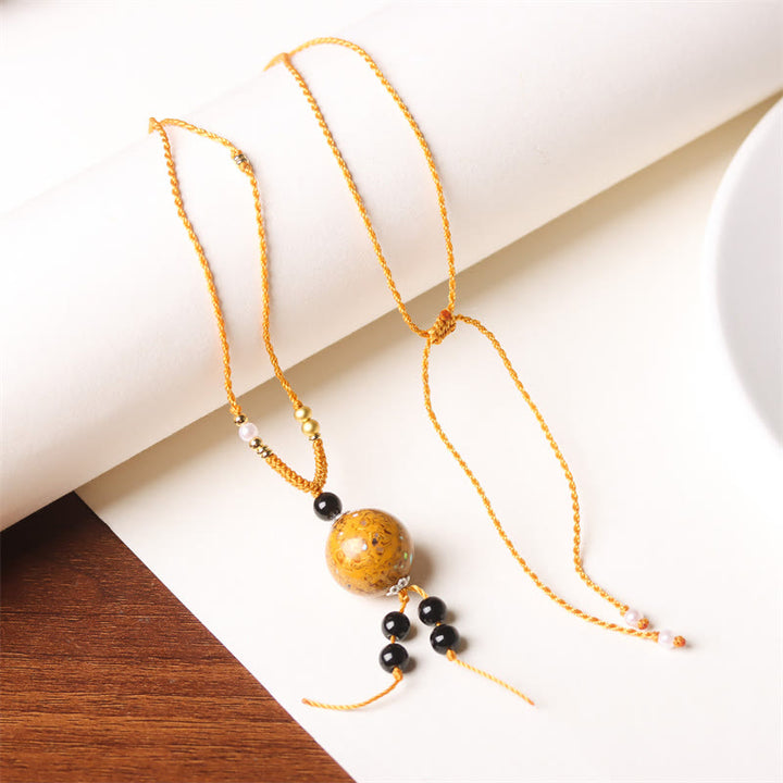 Buddha Stones Ebbenhouten Aurora lak kralen Ketting met parels - Gouden bedeltje (willekeurig goudkleurig) - image 13