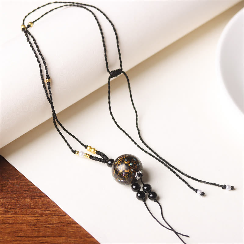 Buddha Stones Ebbenhouten Aurora lak kralen Ketting met parels - Zwartgouden bedeltje (willekeurig zwartgoud) - image 16