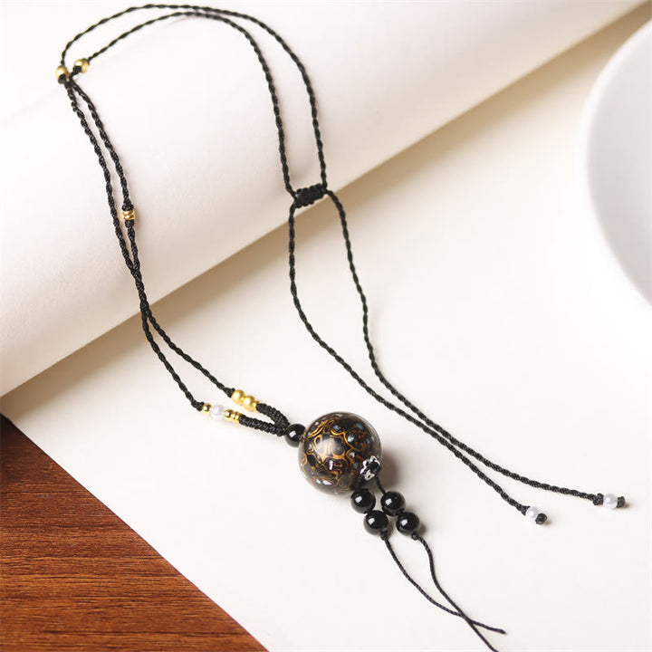 Buddha Stones Ebbenhouten Aurora lak kralen Ketting met parels - Zwartgouden bedeltje (willekeurig zwartgoud) - image 16