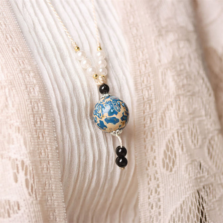 Buddha Stones Ebbenhouten Aurora lak kralen Ketting met parels - image 11