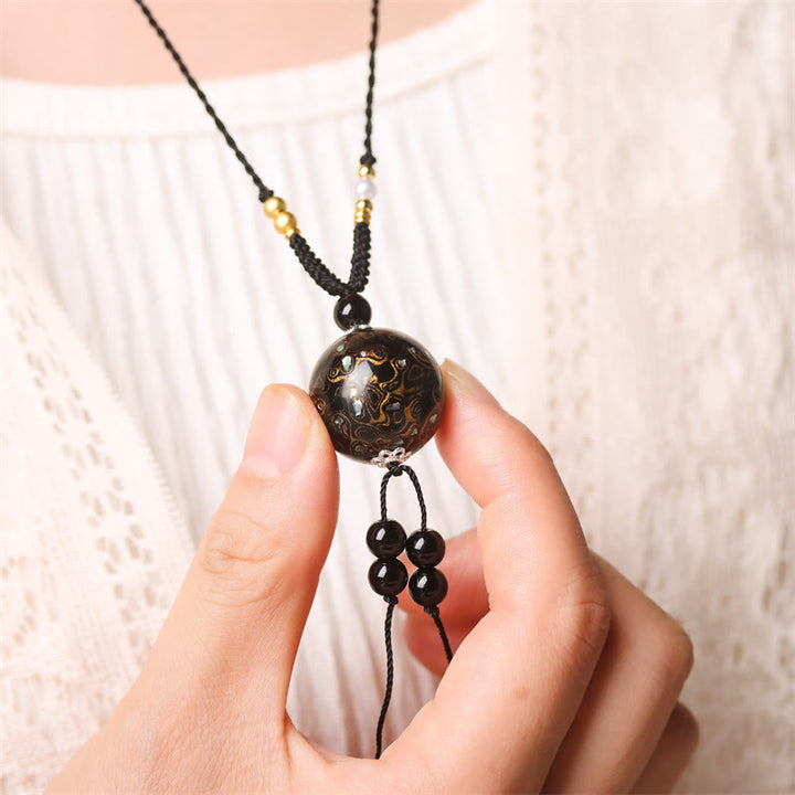 Buddha Stones Ebbenhouten Aurora lak kralen Ketting met parels - image 17