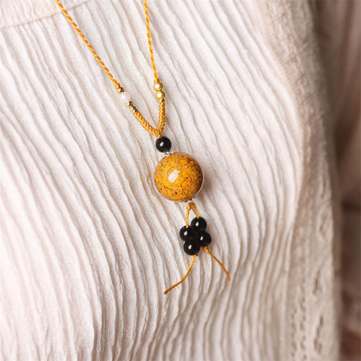 Buddha Stones Ebbenhouten Aurora lak kralen Ketting met parels - image 14