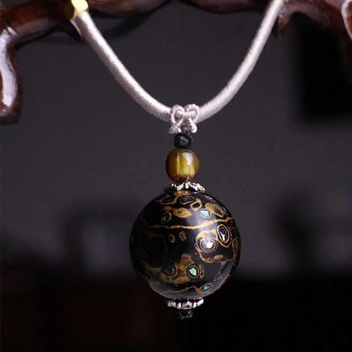 Buddha Stones Ebbenhouten kleurrijke lak Ketting met rustgevende uitstraling - Zwart Goud (Willekeurig Zwart Goud) - image 6