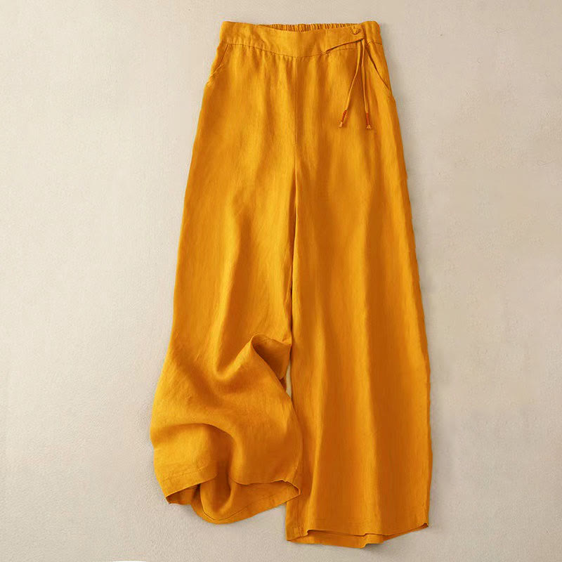 Buddha Stones Casual effen damescapri met wijde pijpen, één knoop en Zakken. - Oranje - US12, UK/AU16, EU44 (3XL) - image 0