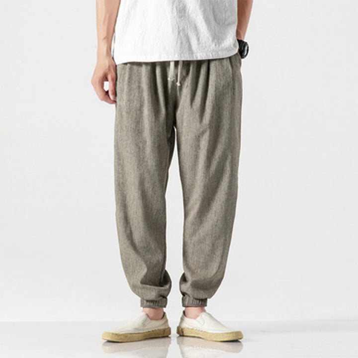 Buddha Stones Eenvoudige linnen herenbroek met Zakken. - Donker kaki - US/UK/AU46, EU56 (5XL) - image 18