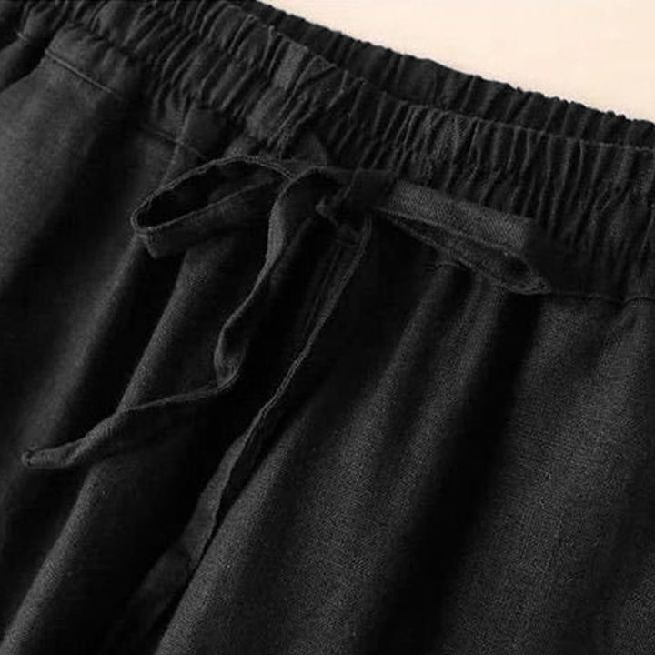 Buddha Stones Casual hoge Taille met vetersluiting, wijde pijpen en Zakken - image 19