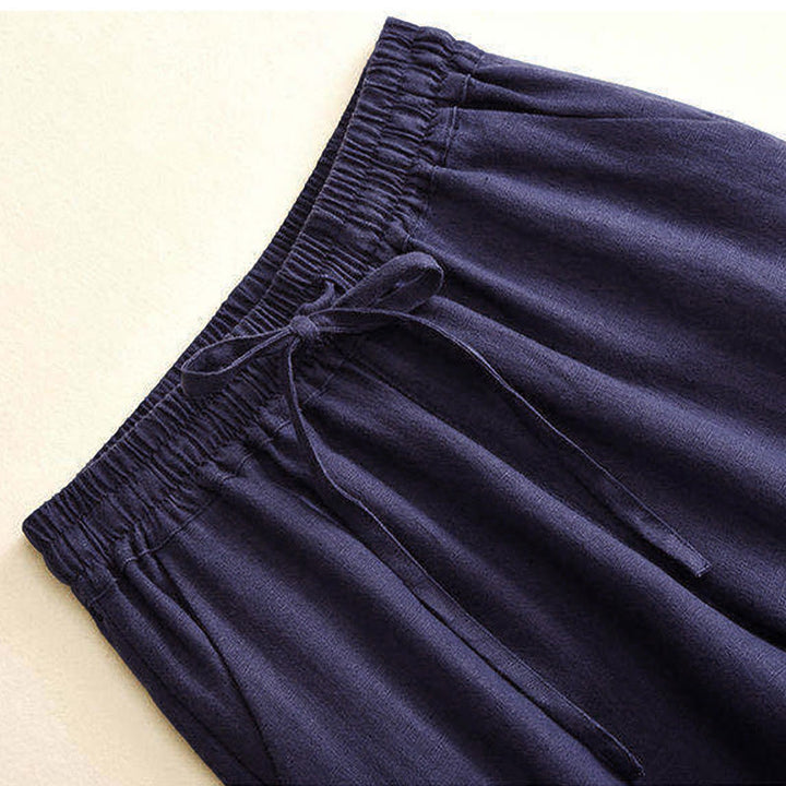 Buddha Stones Casual hoge Taille met vetersluiting, wijde pijpen en Zakken - image 21