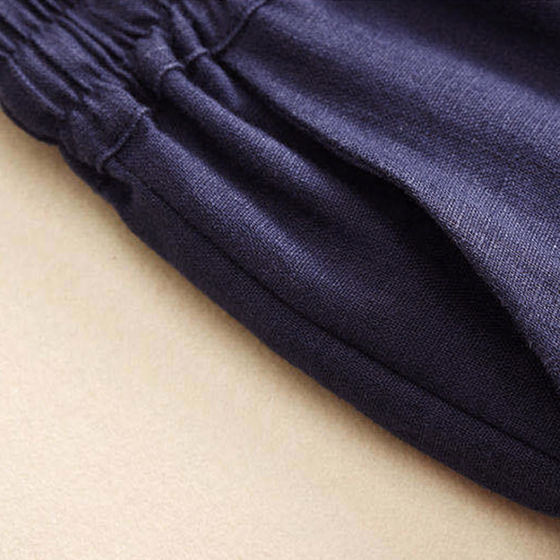 Buddha Stones Casual hoge Taille met vetersluiting, wijde pijpen en Zakken - image 22
