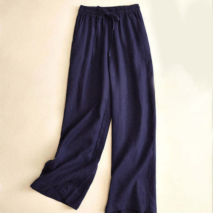 Buddha Stones Casual hoge Taille met vetersluiting, wijde pijpen en Zakken - Staalblauw - US12, UK/AU16, EU44 (XL) - image 20