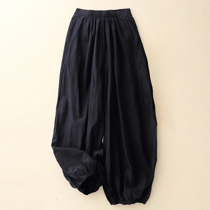 Buddha Stones Casual, eenvoudige damesharembroek met Zakken - Zwart - US8-10，UK/AU12-14，EU40-42 (2XL) - image 0