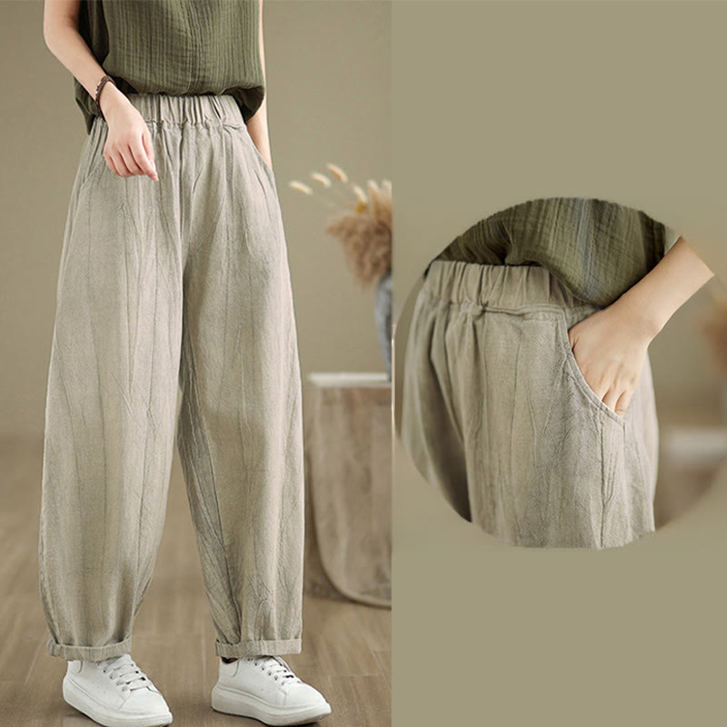 Buddha Stones Casual effen harembroek voor dames met Zakken - image 5