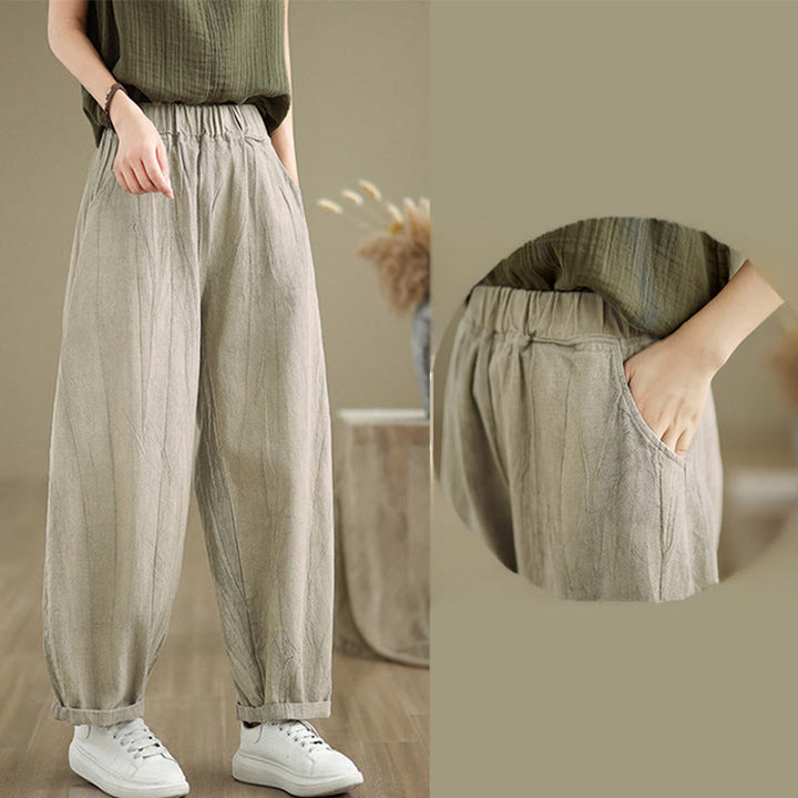 Buddha Stones Casual effen harembroek voor dames met Zakken - image 5