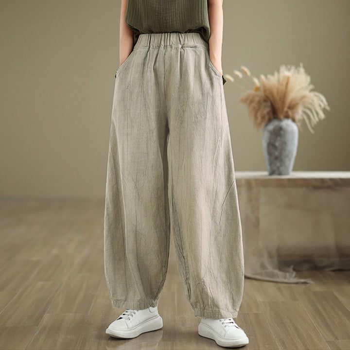 Buddha Stones Casual effen harembroek voor dames met Zakken - image 3