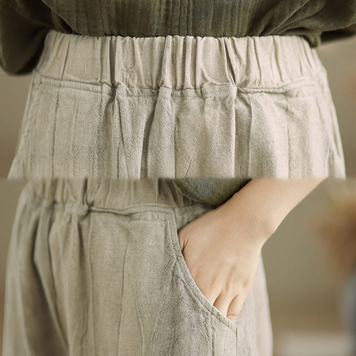 Buddha Stones Casual effen harembroek voor dames met Zakken - image 6