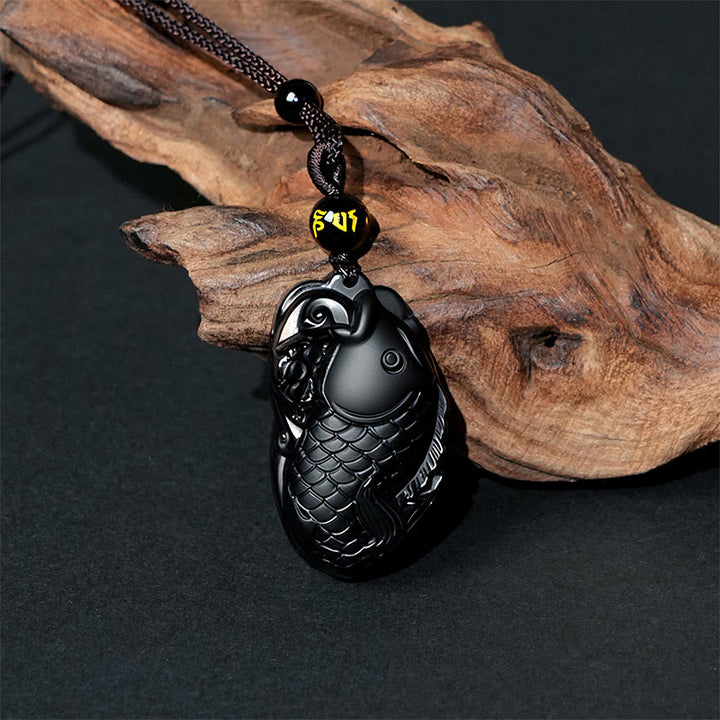 Buddha Stones Natuurlijke zwarte obsidiaan amphioxus kracht Ketting - image 2