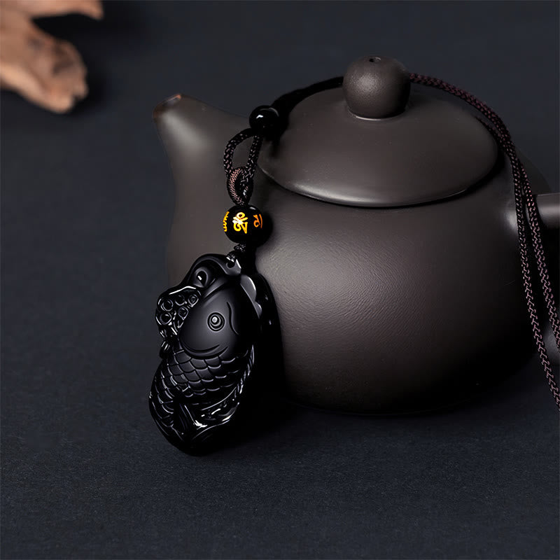 Buddha Stones Natuurlijke zwarte obsidiaan amphioxus kracht Ketting - image 5