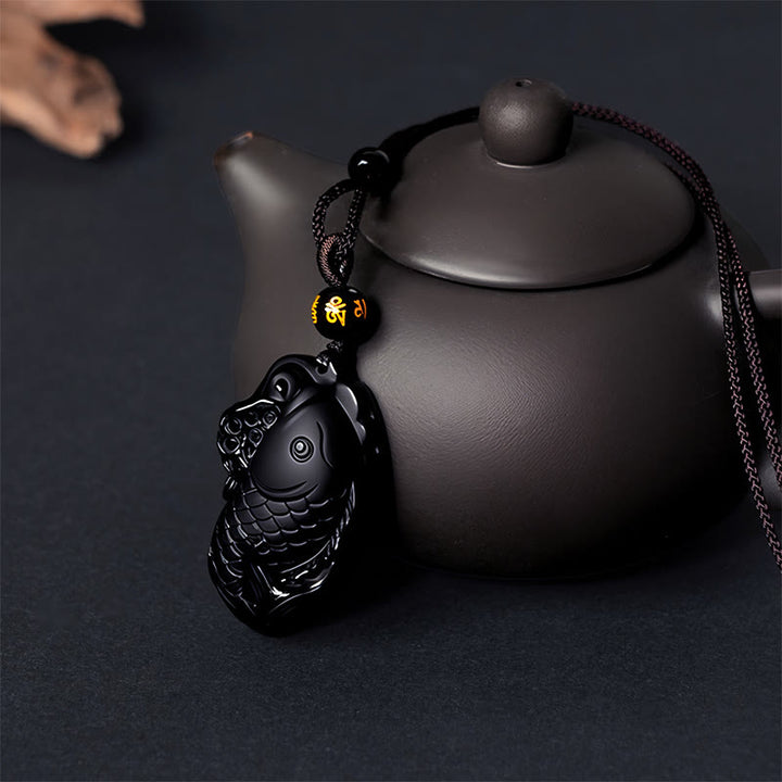Buddha Stones Natuurlijke zwarte obsidiaan amphioxus kracht Ketting - image 5