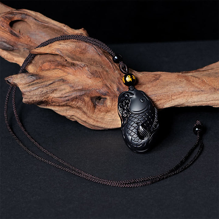 Buddha Stones Natuurlijke zwarte obsidiaan amphioxus kracht Ketting - image 3