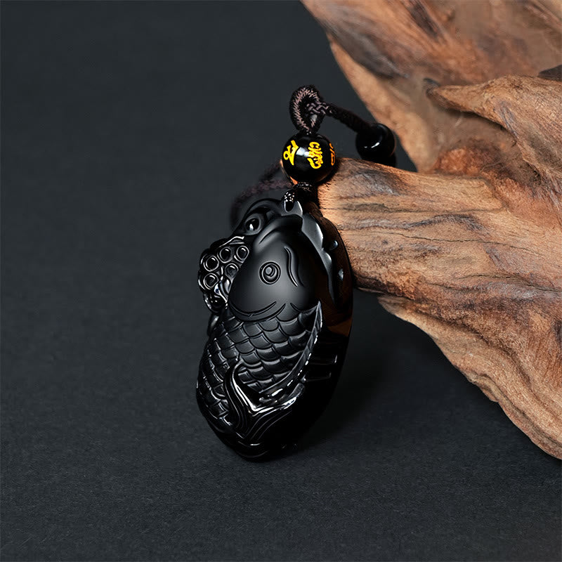 Buddha Stones Natuurlijke zwarte obsidiaan amphioxus kracht Ketting - image 1