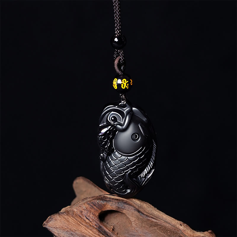Buddha Stones Natuurlijke zwarte obsidiaan amphioxus kracht Ketting - Zwarte obsidiaan - image 0
