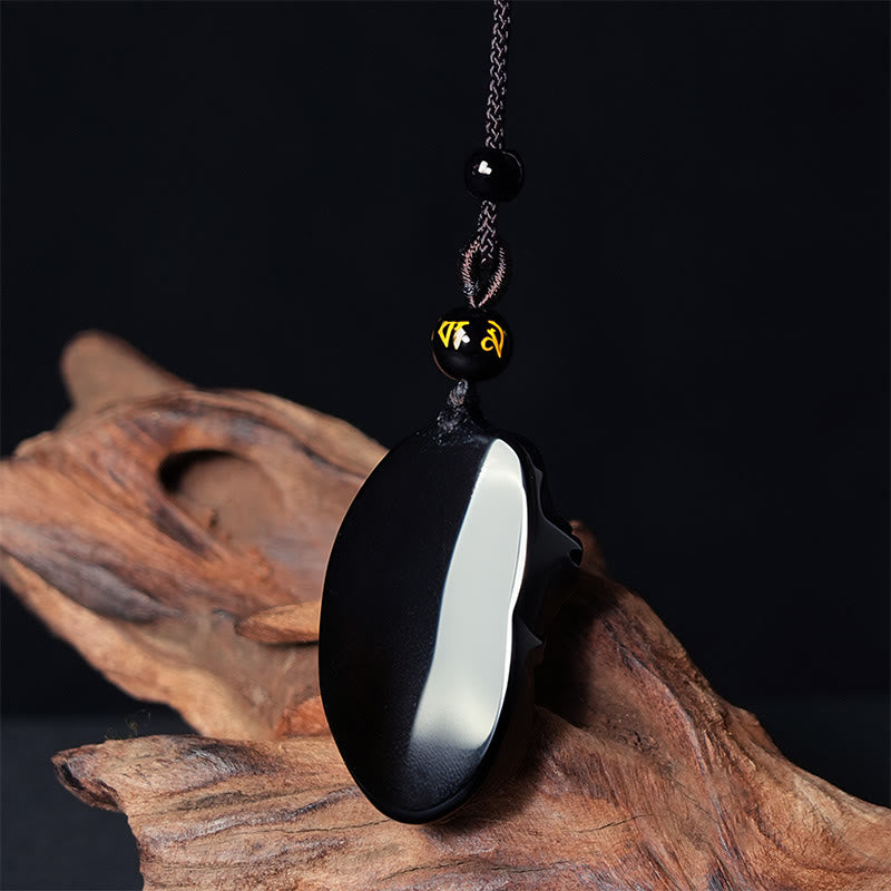 Buddha Stones Natuurlijke zwarte obsidiaan amphioxus kracht Ketting - image 4