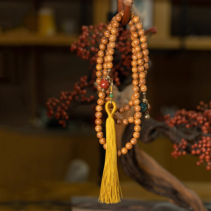 Buddha Stones 108 Mala kralen Bodhizaad Wijsheid Vrede Kwastje Armband - image 1