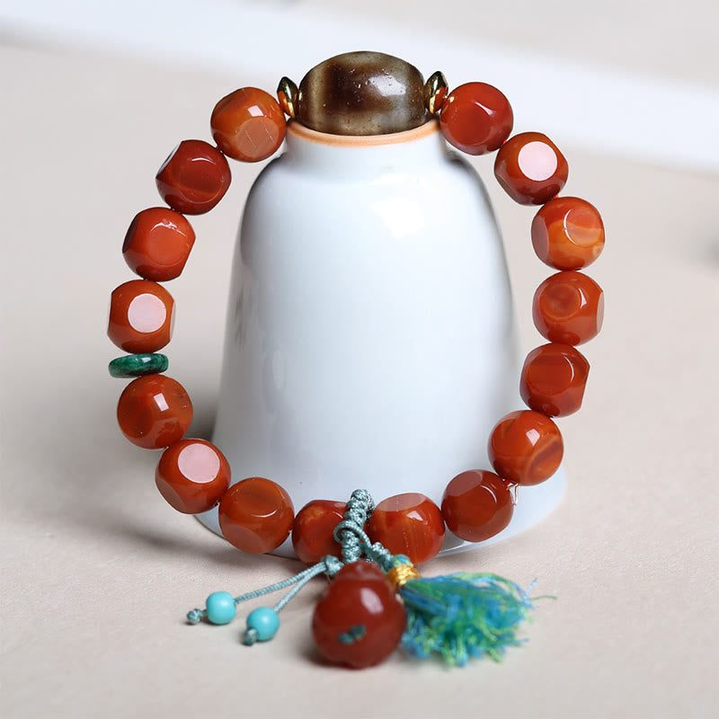 Buddha Stones Armband met natuurlijke Zuid-rode agaat PiXiu Dzi-kralen - image 7